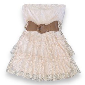 Rue21 Blush Pink Lace Strapless Dress Size S EUC